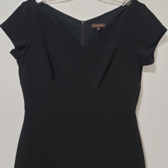 Adolfo Dominguez Womens Black Crepe Classic LBD A-line Dress Classic Slits US 8 - Picture 2 of 15